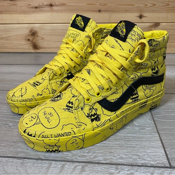 Vans x Peanut High Top Yellow Black Sneakers, Charlie Brown - Size 6 - Picture 9 of 9